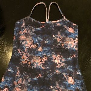 Lululemon black, blue and pink floral tank